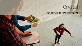  Presentation with points - Presentation theme consisting of young-architect-standing background and a soft green colored foreground