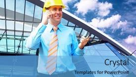  Presentation with medical protective wears - Presentation theme enhanced with young-architect-wearing-a-protective background and a  colored foreground