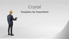  Presentation with construction - Slides featuring young-architect-with-construction-helmet background and a light gray colored foreground