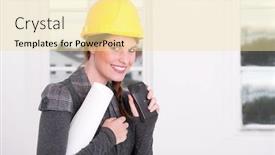  Presentation with recorder - Theme featuring young architect with voice recorder in a white room background and a blonde colored foreground