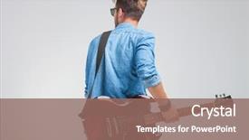  Presentation with artist - Beautiful slide deck featuring young artist holding a guitar backdrop and a violet colored foreground