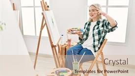  Presentation with canvas - Presentation featuring young-artist-woman-painting background and a lemonade colored foreground