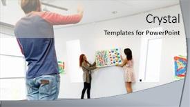  Presentation with gallery - Slide deck enhanced with young artists in gallery hanging background and a light gray colored foreground