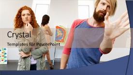  Presentation with low hanging fruit - PPT layouts having young artists in gallery hanging background and a coral colored foreground