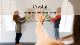  Presentation with gallery - Theme with young artists in gallery hanging background and a soft green colored foreground