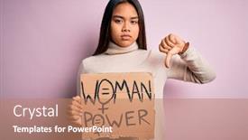  Presentation with women rights - Presentation having young-asian-activist-girl-asking background and a coral colored foreground