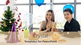  Presentation with condominium - Cool new slide deck with young-asian-adult-couple-celebrating backdrop and a lemonade colored foreground