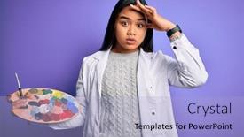  Presentation with artist - Colorful theme enhanced with young-asian-artist-girl-painting backdrop and a light blue colored foreground
