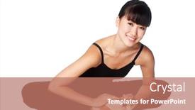  Presentation with ballerina - Slides having young asian ballerina doing stretches and warm ups against white background background and a coral colored foreground