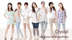  Presentation with asian - Beautiful presentation theme featuring young asian beautiful women full backdrop and a lemonade colored foreground