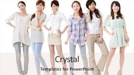  Presentation with women - Audience pleasing PPT layouts consisting of young-asian-beautiful-women-posing backdrop and a lemonade colored foreground