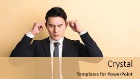  Presentation with asian nurse helps a man - Audience pleasing PPT theme consisting of young asian business man feel backdrop and a yellow colored foreground
