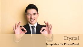  Presentation with give - Beautiful slides featuring young-asian-business-man-give backdrop and a lemonade colored foreground