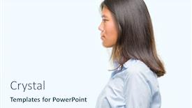  Presentation with business profile - PPT layouts consisting of young-asian-business-woman-over background and a sky blue colored foreground