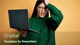  Presentation with computer memory - PPT theme enhanced with young-asian-business-woman-wearing background and a forest green colored foreground