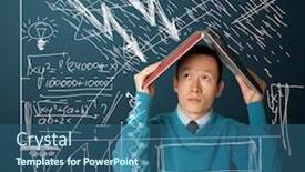  Presentation with asian - Cool new slides with executive protection - young asian businessman hides backdrop and a ocean colored foreground