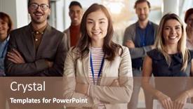  Presentation with asian - Slides consisting of young-asian-businesswoman-standing background and a coral colored foreground