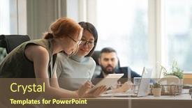  Presentation with points - Theme consisting of young-asian-businesswoman background and a tawny brown colored foreground