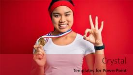  Presentation with champion - Slide set featuring young-asian-champion-girl-winning background and a red colored foreground