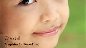  Presentation with asian - PPT layouts featuring young-asian-child-portrait background and a coral colored foreground