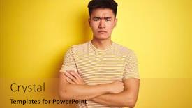  Presentation with chinese chinese - Cool new slide set with young-asian-chinese-man-wearing backdrop and a gold colored foreground