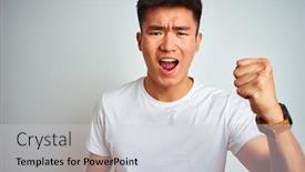  Presentation with young man wearing a hat - Amazing slides having young-asian-chinese-man-wearing backdrop and a light gray colored foreground