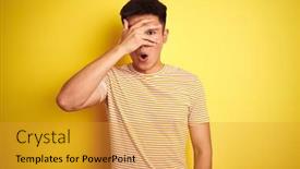  Presentation with chinese - Colorful presentation design enhanced with young-asian-chinese-man-wearing backdrop and a gold colored foreground