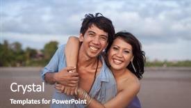  Presentation with batik bali - Beautiful PPT layouts featuring young asian couple enjoying themselves on beach in bali backdrop and a violet colored foreground