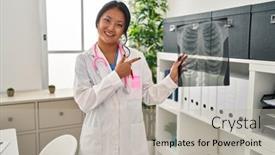  Presentation with doctor asian - Presentation theme with young-asian-doctor-woman-holding background and a  colored foreground