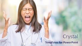  Presentation with doctor asian - PPT layouts featuring young asian doctor woman over isolated background celebrating mad and crazy for success with arms raised and closed eyes screaming excited winner concept background and a sky blue colored foreground