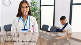  Presentation with asian doctor - Presentation enhanced with young-asian-doctor-woman background and a coral colored foreground