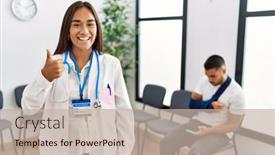  Presentation with doctor asian - Slide deck featuring young-asian-doctor-woman background and a mint green colored foreground