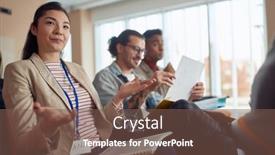  Presentation with asian - Presentation theme enhanced with young-asian-female-discussing background and a violet colored foreground