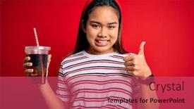  Presentation with asian - Beautiful PPT layouts featuring young-asian-girl-drinking-cola backdrop and a red colored foreground