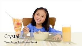  Presentation with breakfast children - Amazing slides having young asian girl eating backdrop and a  colored foreground