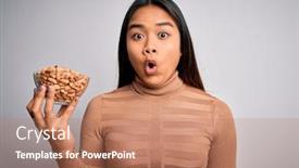  Presentation with healthy snack - Presentation consisting of young-asian-girl-holding-bowl background and a coral colored foreground