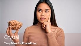  Presentation with healthy snack - Theme consisting of young-asian-girl-holding-bowl background and a coral colored foreground