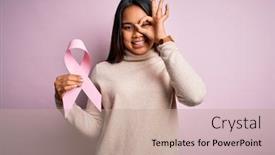 Presentation with cancer - Cool new presentation theme with young-asian-girl-holding-pink backdrop and a coral colored foreground