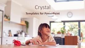  Presentation with home schooling - Amazing PPT theme having young-asian-girl-home-schooling backdrop and a lemonade colored foreground