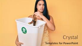  Presentation with fertilizer organic - Amazing presentation design having young-asian-girl-recycling-food backdrop and a coral colored foreground
