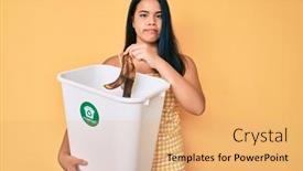  Presentation with food problem - Colorful presentation theme enhanced with young-asian-girl-recycling-food backdrop and a coral colored foreground