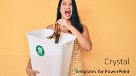  Presentation with fertilizer organic - Slide set with young-asian-girl-recycling-food background and a coral colored foreground