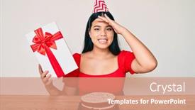  Presentation with birthday - Audience pleasing PPT theme consisting of young-asian-girl-wearing-birthday backdrop and a coral colored foreground