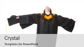  Presentation with graduation black graduate hat - Beautiful presentation theme featuring young asian graduation woman feel backdrop and a light gray colored foreground