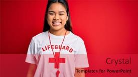  Presentation with lifeguard - Presentation theme featuring young-asian-lifeguard-girl-wearing background and a red colored foreground