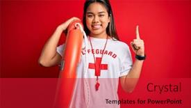  Presentation with lifeguard - Presentation with young-asian-lifeguard-girl-wearing background and a red colored foreground
