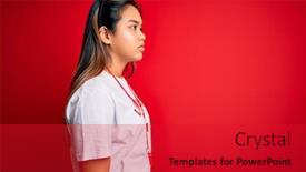  Presentation with whistle - Slide deck having young-asian-lifeguard-girl-wearing background and a red colored foreground