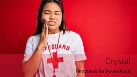  Presentation with lifeguard - Colorful presentation enhanced with young-asian-lifeguard-girl-wearing backdrop and a red colored foreground