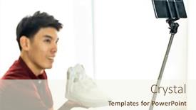  Presentation with review - Audience pleasing theme consisting of young-asian-male-online-merchant backdrop and a cream colored foreground