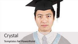  Presentation with graduation - Presentation theme with young asian man graduation background and a light gray colored foreground